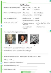 Neil Armstrong Worksheet pdf for kids